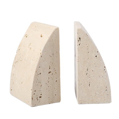 Koville Natural Stone Sailboat Bookend Set for Shelf Styling in Natural Stone - stone surface detail