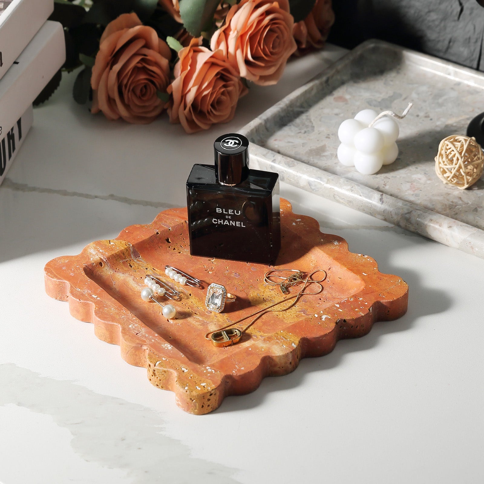 Koville Natural Stone Jewelry Trays in Red Travertine, product view 32