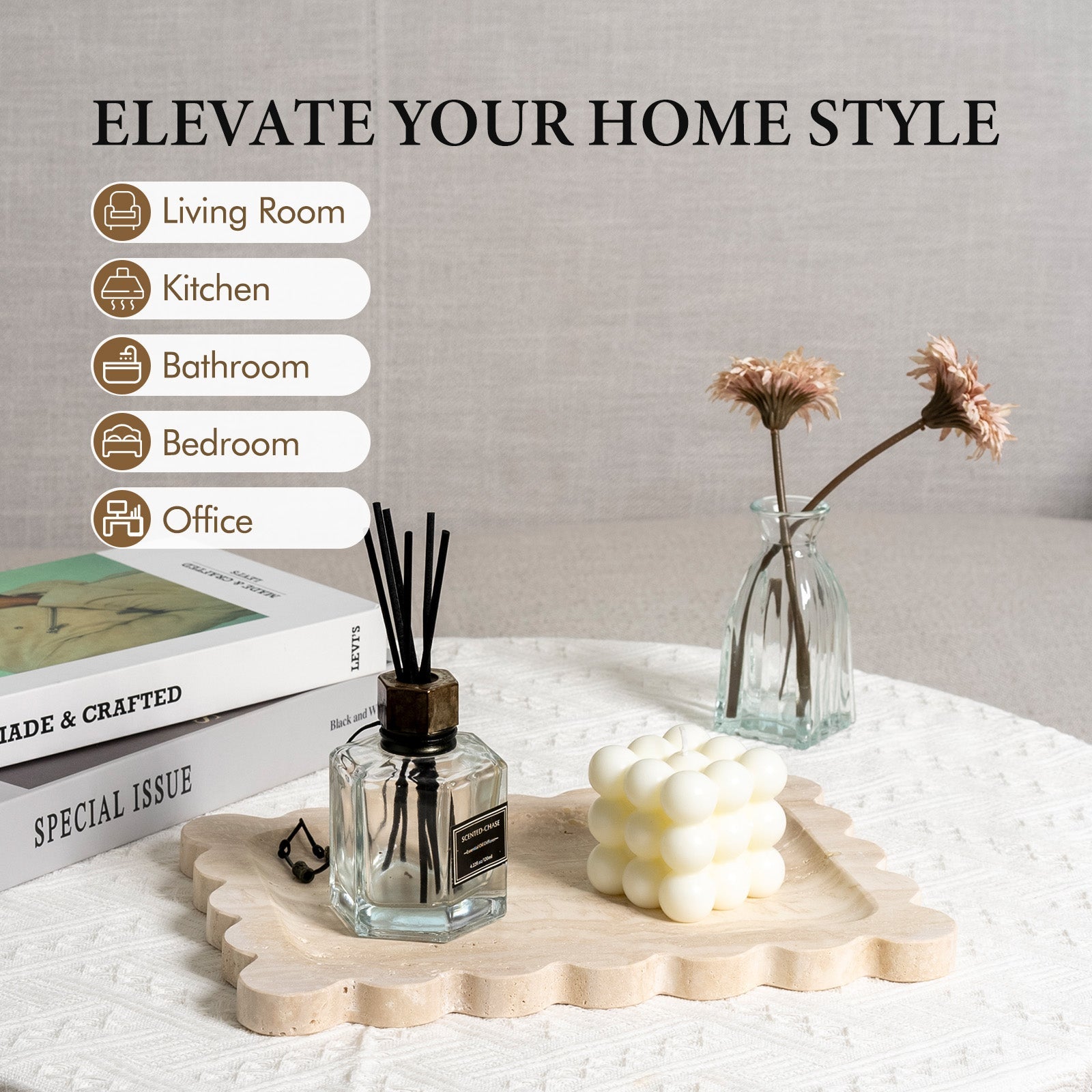 Koville Natural Stone Jewelry Trays in Travertine, product view 39