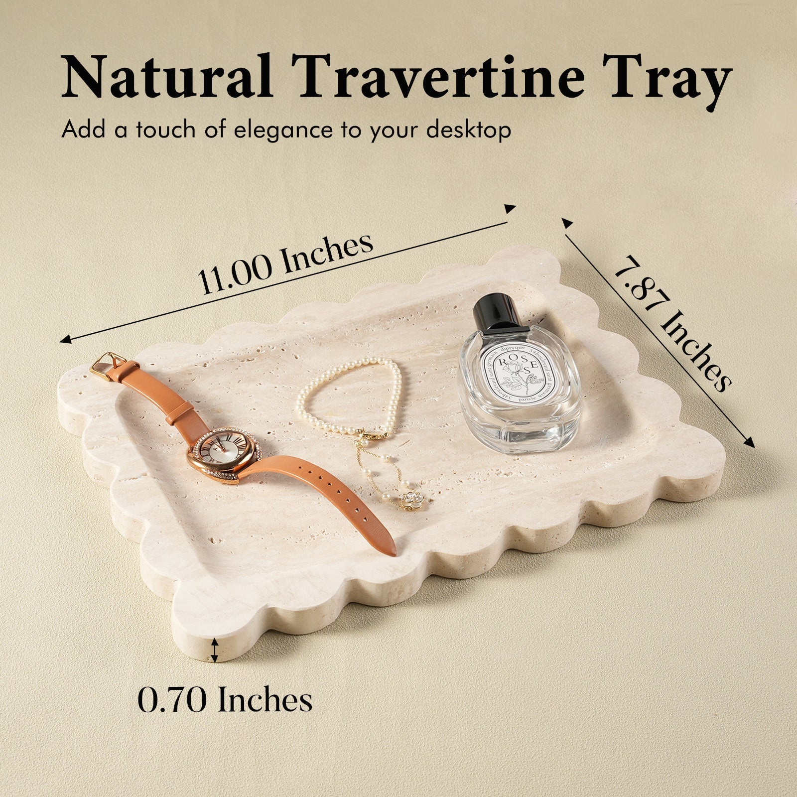 Koville Natural Stone Jewelry Trays in Travertine, product view 45
