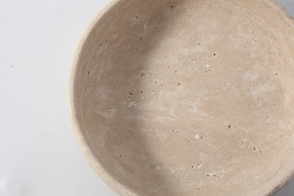 Koville square fruit plate for tabletop serving in Light BeigeTravertine natural stone