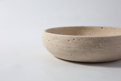 Koville square fruit plate for tabletop serving in Light BeigeTravertine natural stone