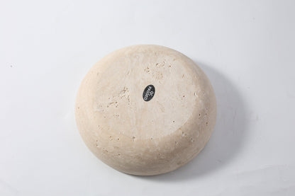 Koville square fruit plate for tabletop serving in Light BeigeTravertine natural stone