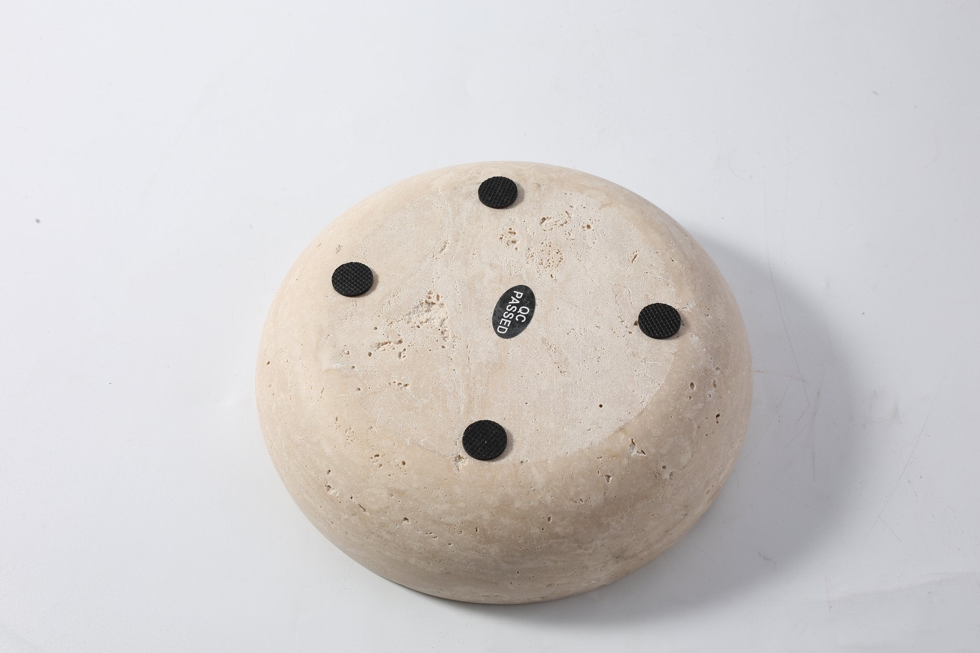 Koville square fruit plate for tabletop serving in Light BeigeTravertine natural stone
