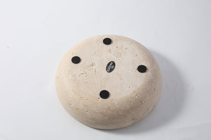 Koville square fruit plate for tabletop serving in Light BeigeTravertine natural stone