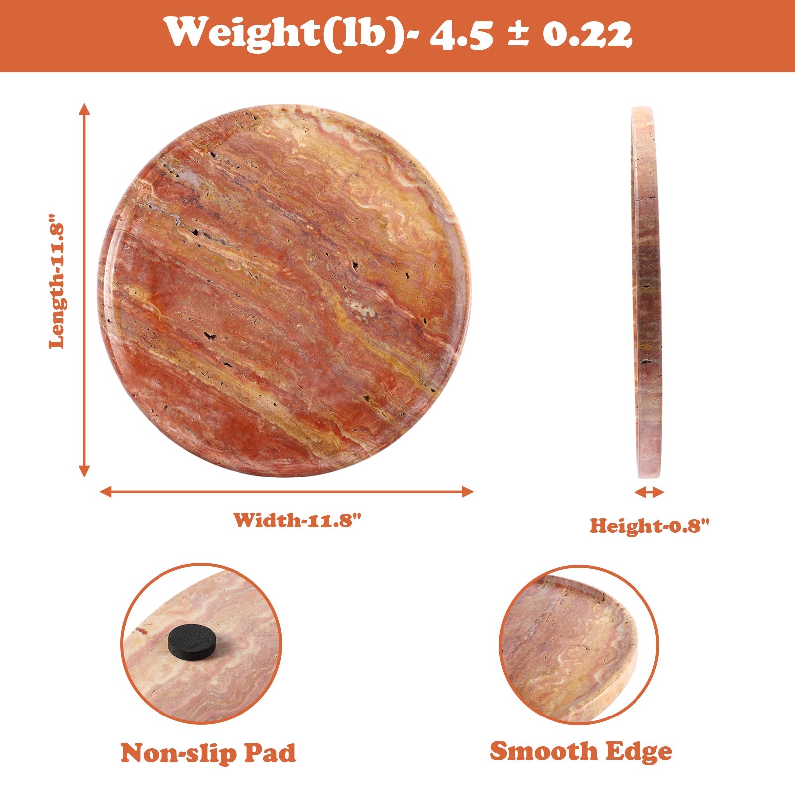 Koville round serving tray in multiple sizes for table styling in Red Travertine natural stone