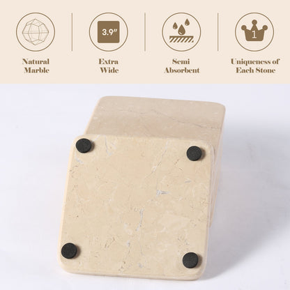 Koville Natural Stone Square Coaster Set for Table Protection in Travertino Romano - product presentation