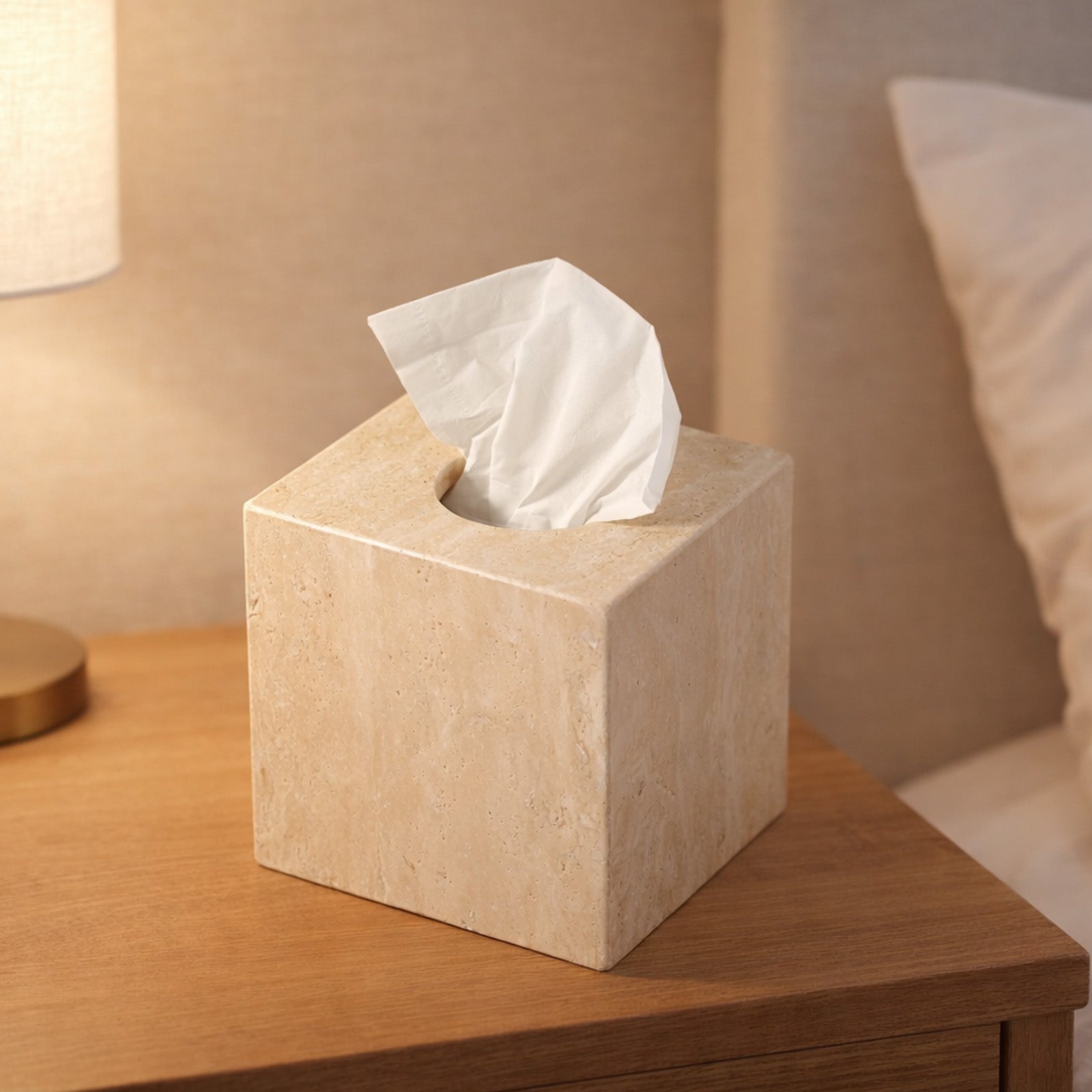 Koville Natural Stone Square Tissue Box for Tabletops - 145 x 145 x 145 in natural stone, product view 4
