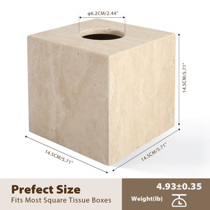 Koville Natural Stone Square Tissue Box for Tabletops - 145 x 145 x 145 in natural stone, product view 2