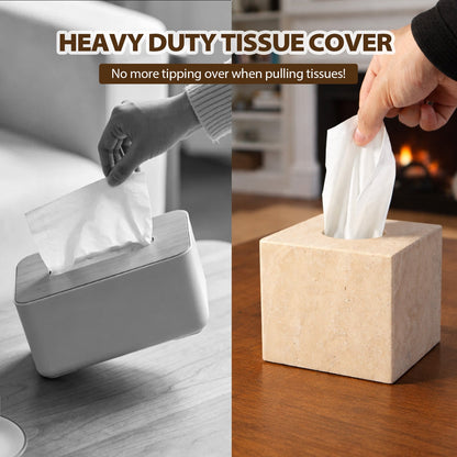 Koville Natural Stone Square Tissue Box for Tabletops - 145 x 145 x 145 in natural stone, product view 3