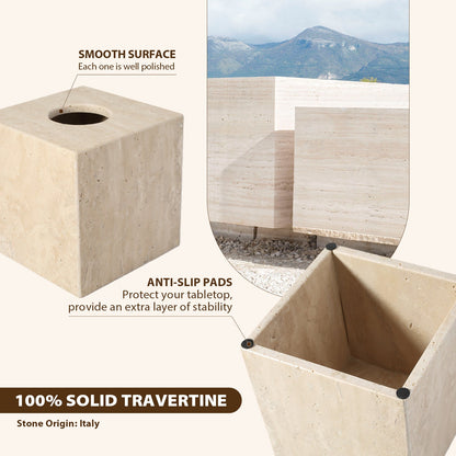 Koville Natural Stone Square Tissue Box for Tabletops - 145 x 145 x 145 in natural stone, product view 5