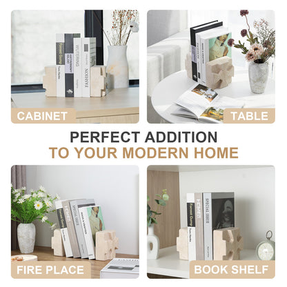 Koville Natural Stone Square Bookend Set for Modern Shelves in Natural Stone - product presentation