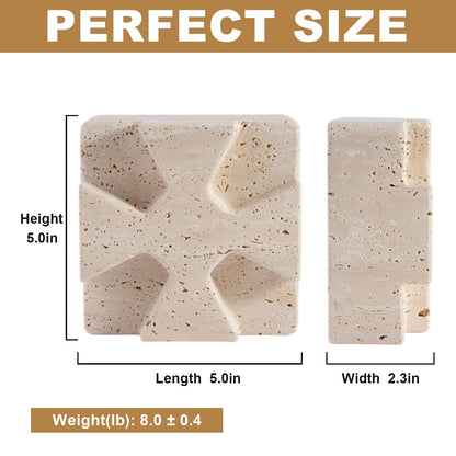 Koville Natural Stone Square Bookend Set for Modern Shelves in Natural Stone - material detail