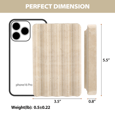 Koville Natural Travertine square wavy soap dish in Travertino Romano with sculpted wave surface