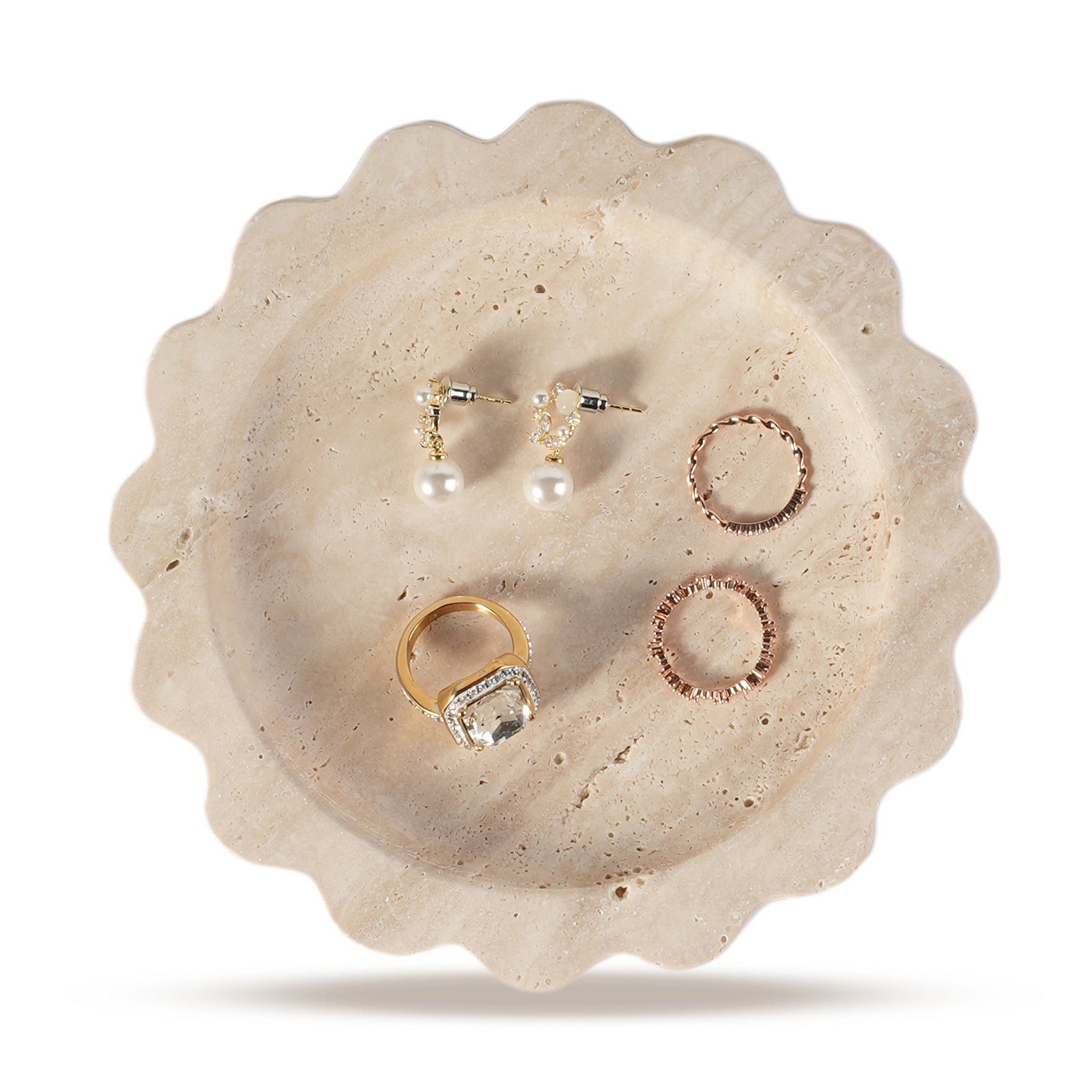 Koville Natural Travertine Wavy Edge Storage Tray for Small Items in Travertine - natural stone finish