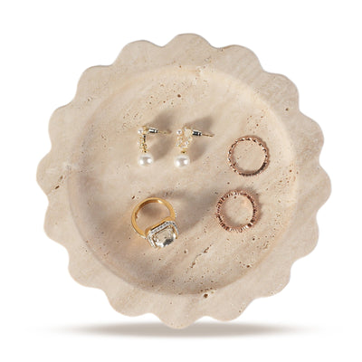 Koville natural stone wavy edge storage tray - design detail