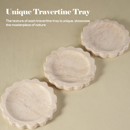 Koville Natural Travertine Wavy Edge Storage Tray for Small Items in Travertine - material detail