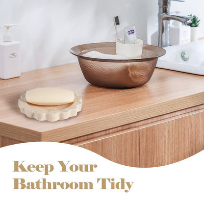 Koville Natural Travertine Wavy Edge Storage Tray for Small Items in Travertine - crafted stone profile