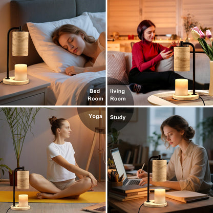 Koville natural stone wax melting lamp, black pole