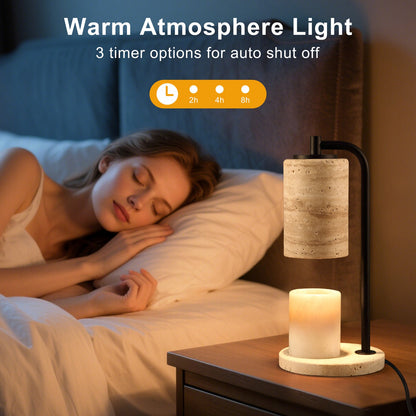 Koville natural stone wax melting lamp in Light BeigeTravertine