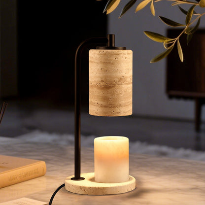 Koville beige wax melting lamp in natural stone – view 2