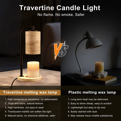 Koville natural stone wax melting lamp, black pole