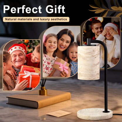 Koville natural stone wax melting lamp in Light BeigeTravertine