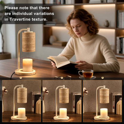 Koville natural stone wax melting lamp, white pole