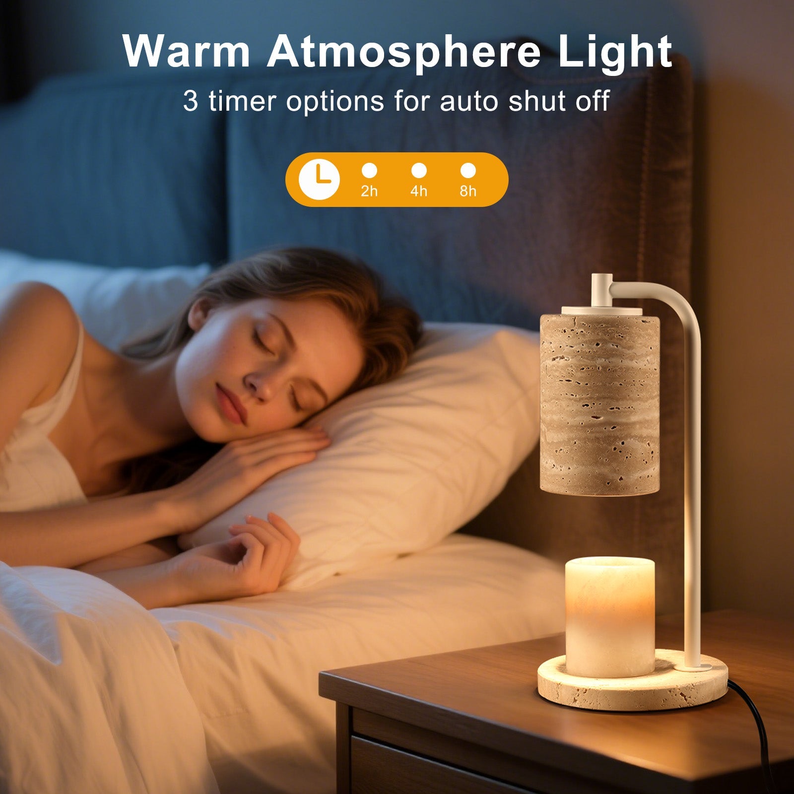 Koville natural stone wax melting lamp, white pole