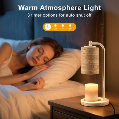 Koville natural stone wax melting lamp, white pole