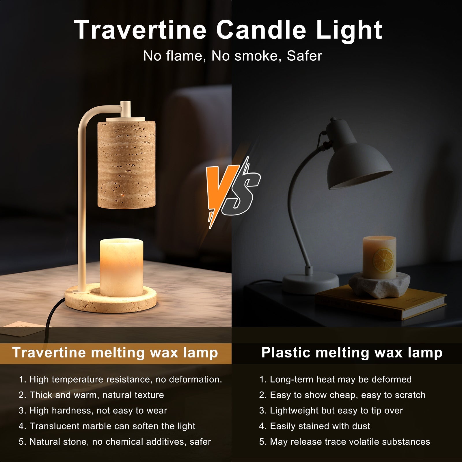 Koville natural stone wax melting lamp in Light BeigeTravertine