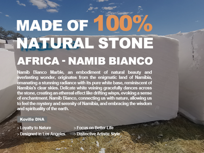 Koville Natural Marble Rectangle Pastry Board-Namib Bianco