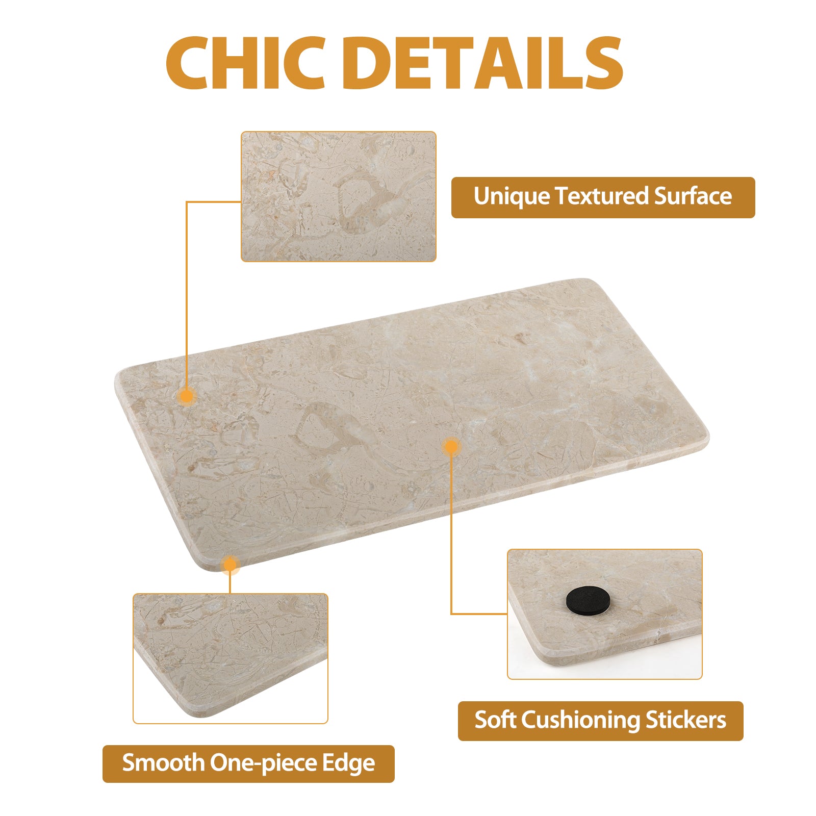 Rectangular Storage Tray - Marble (Crema Beige)