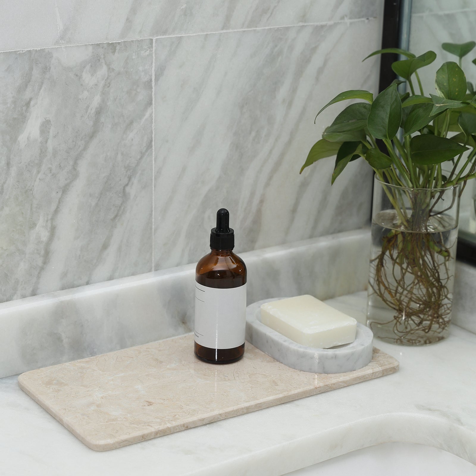 Rectangular Storage Tray - Marble (Crema Beige)