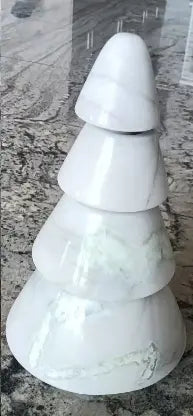 Bianco Palomino marble Christmas tree decor showing natural veining