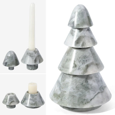 Bianco Palomino marble four-tier Christmas tree decor, front view