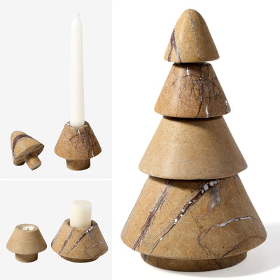 Rainforest Gold marble four-tier Christmas tree decor, front view