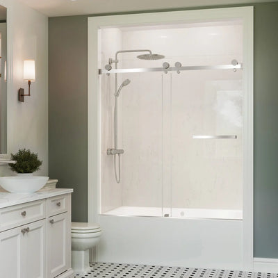 Koville frameless sliding shower door with chrome hardware, 56–60 x 66 in.
