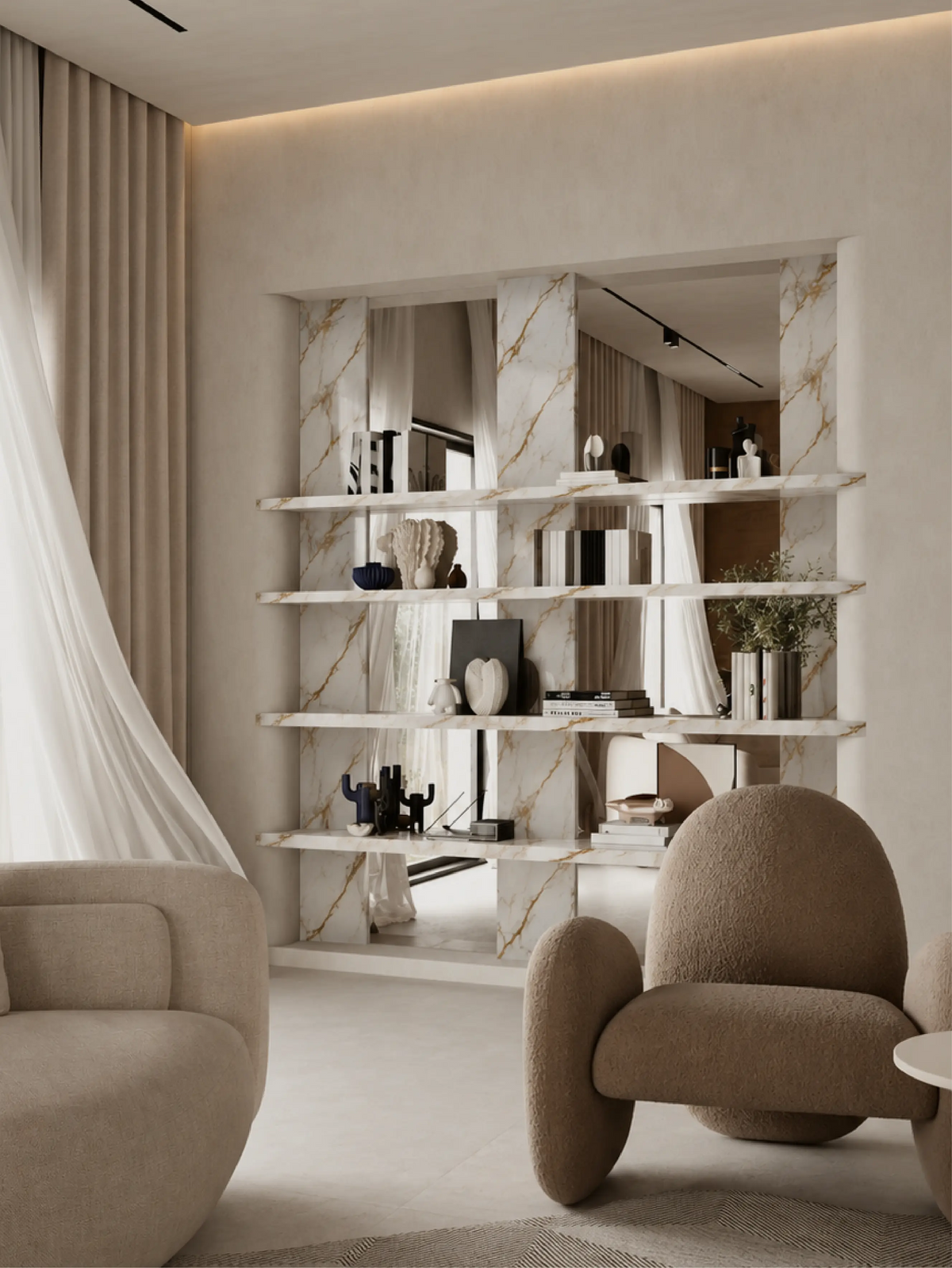 Natural stone living room design detail